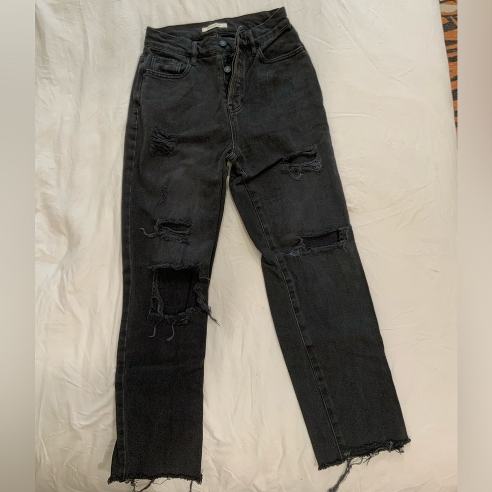 Black high waisted ripped jeans